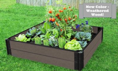 Image showing  Weathered Wood Raised Garden Bed 4 ft. x 4 ft. x 11 in. - 1 in. Profile, 300001427