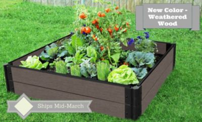 Image showing  Weathered Wood Raised Garden Bed 4 ft. x 4 ft. x 11 in. - 1 in. Profile, 300001427