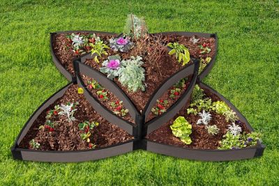 Image showing  Weathered Wood Raised Garden Bed Versailles Sunburst 8 ft. x 8 ft. x 16.5 in. - 1 in. Profile, 300001437