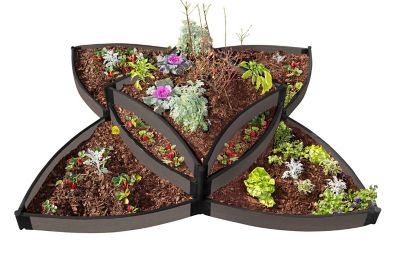 Image showing  Weathered Wood Raised Garden Bed Versailles Sunburst 8 ft. x 8 ft. x 16.5 in. - 1 in. Profile, 300001437