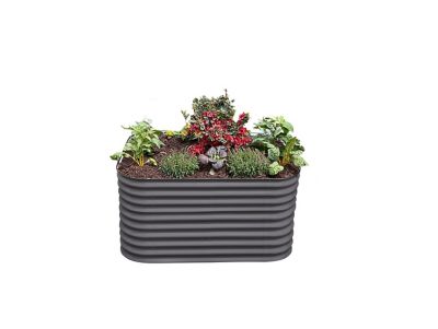 Image showing  6-in-1 Modular Metal Raised Garden Bed Kit, Gray