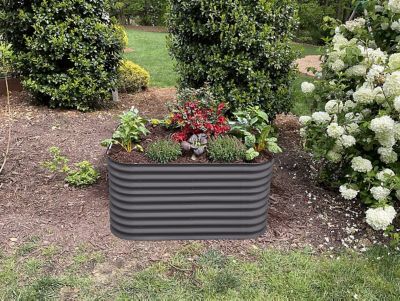 Image showing  6-in-1 Modular Metal Raised Garden Bed Kit, Gray
