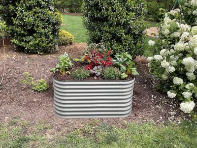 Image showing  6-in-1 Modular Metal Raised Garden Bed Kit, White