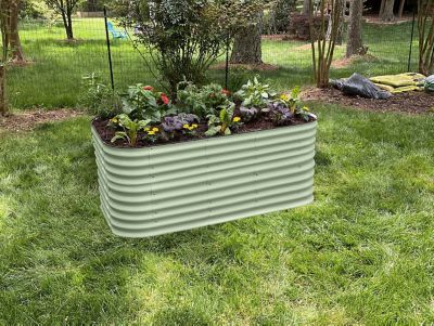 Image showing  9-in-1 Modular Metal Raised Garden Bed Kit, Green