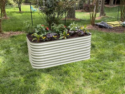 Image showing  9-in-1 Modular Metal Raised Garden Bed Kit, White