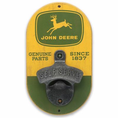 John Deere Logo Vintage Wood Wall Bottle Opener