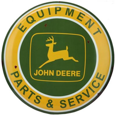 John Deere Equipment Parts & Service Round Metal Button Sign