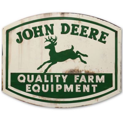 John Deere Quality Farm Equipment Embossed Metal Sign