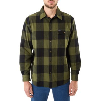 Smith's Workwear Men's Buffalo Plaid 1-Pocket Flannel Button-Up Long-Sleeve Work Shirt, 6 oz. Fabric Size