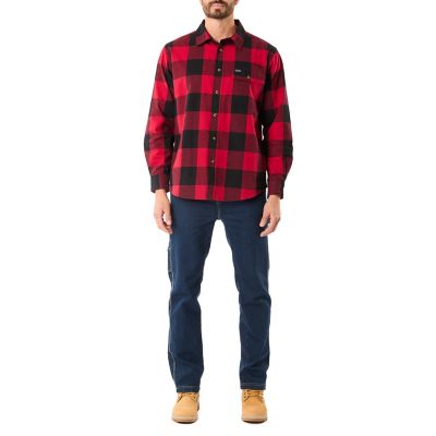 Image showing  Men's Buffalo Plaid 1-Pocket Flannel Button-Up Long-Sleeve Work Shirt, 6 oz. Fabric Size