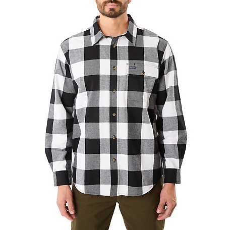 Smith's Workwear Men's Long-Sleeve Buffalo Plaid 1-Pocket Flannel Button-Up Shirt, 6 oz. Fabric Size