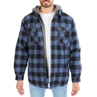 Smith's Workwear Men's Sherpa-Lined Hooded Flannel Big and Tall Shirt Jacket