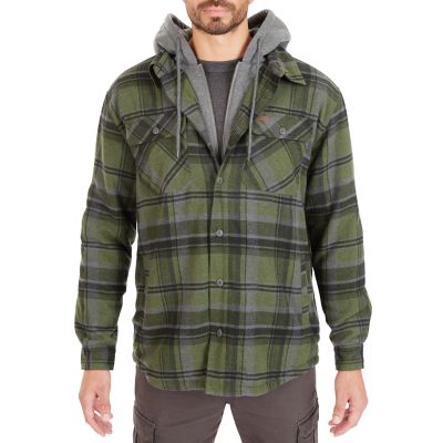 Mens smith's sherpa lined checkered hooded shirt jacket hot sale