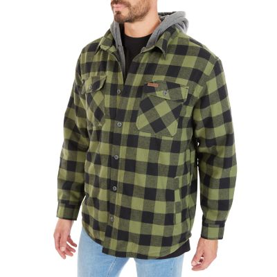 Image showing  Men's Sherpa-Lined Hooded Flannel Big and Tall Shirt Jacket