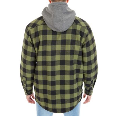 Image showing  Men's Sherpa-Lined Hooded Flannel Big and Tall Shirt Jacket