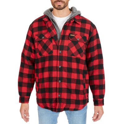 Smith's Workwear Men's Sherpa-Lined Hooded Flannel Big and Tall Shirt Jacket