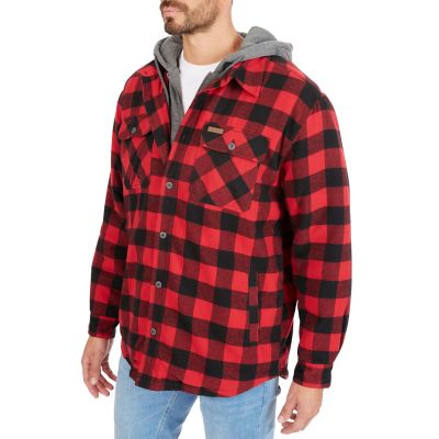 Image showing  Men's Sherpa-Lined Hooded Flannel Big and Tall Shirt Jacket
