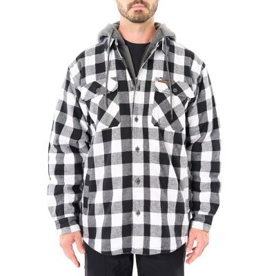 Smith's Workwear Men's Sherpa-Lined Hooded Flannel Big and Tall Shirt Jacket