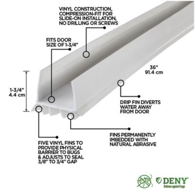 Image showing  1-3/4 in. x 2 in. x 36 in. Vinyl Easy Install DENY Slide-on Under Door Seal, White