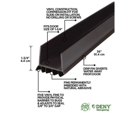 Image showing  1-3/4 in. x 2 in. x 36 in. Vinyl Easy Install DENY Slide-on Under Door Seal, Brown