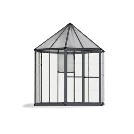 Canopia by Palram Oasis Hexagonal Greenhouse 7 ft L x 8 ft W Gray Hobby Greenhouses