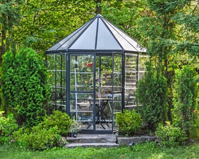 Image showing  7 ft. L x 8 ft. W Gray Oasis Hex Greenhouse