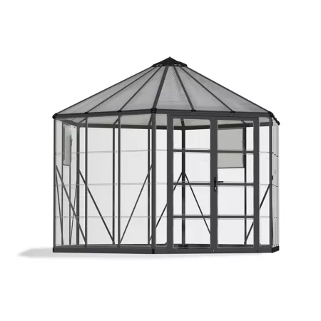 Canopia by Palram Oasis 12' Tall Gray Hexagonal Greenhouse Hobby Greenhouses