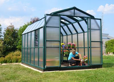 Image showing  8 L x 12 W ft. Green Prestige Twin Wall Greenhouse