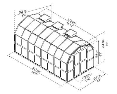 Image showing 9 th Canopia by Palram Prestige 8 x 16ft. Greenhouse, Twin Wall