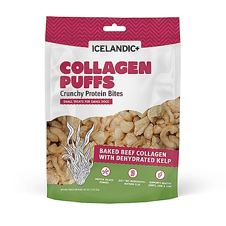 Icelandic+ Baked Beef Collagen with Dehydrated Kelp Collagen Puffs Dog Treats, 1.3 oz.