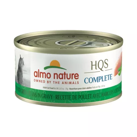 Almo Nature HQS Complete Cat 12 Pack: Chicken Recipe with Green Beans in Sauce Wet Cat Food