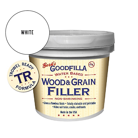 Gork's GoodFilla White Water-Based Wood and Grain Filler (Trowel Ready), 1 qt.