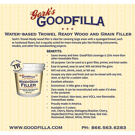 NEW Gorks Goodfilla Water Based Wood Filler