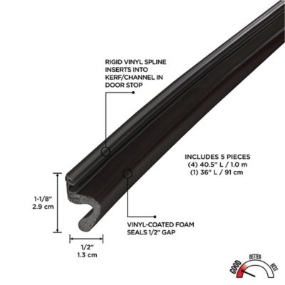 Image showing  1/2 in. x 1-1/8 in. x 42 in. Vinyl Clad Top and Sides Kerf Replacement Door Weatherstrip Kit, Brown