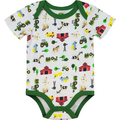 John Deere Infant Boy's Farm Scene Short Sleeve Bodysuit