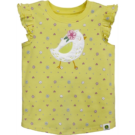 John Deere Toddler Girl's Short Flutter Sleeve Tee Chick