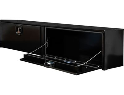 Image showing  16 x 13 x 72in. Black Smooth Aluminum Topsider Truck Box with Die Cast Compression Latch