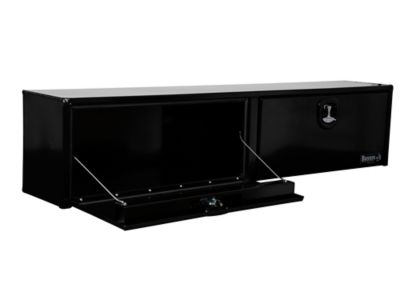 Image showing  16 x 13 x 72in. Black Smooth Aluminum Topsider Truck Box with Die Cast Compression Latch