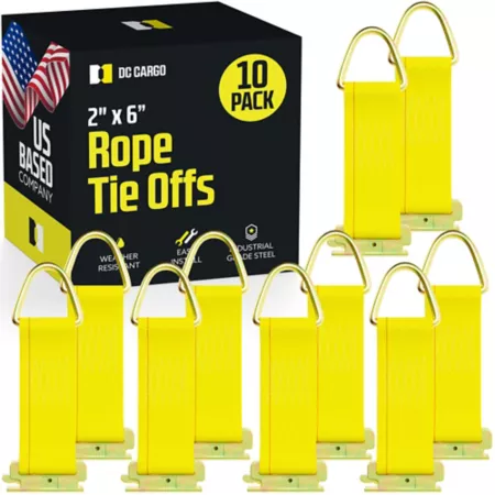 E-Track DC Cargo Rope Ties 2 in x 6 in Yellow Pack of 10 Cargo Carrier Accessories