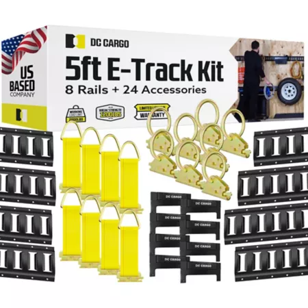 DC Cargo Powder Coated E-Track Tie Down Kit with 8 Rails 5 ft 32 Pack Cargo Carrier Accessories