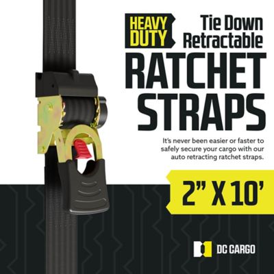 Image showing  2 in. x 10 in. 1,100 lb. Capacity Auto-Retract Ratchet Straps with S-Hooks, 2-Pack