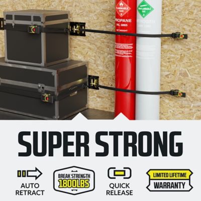 Image showing  1 in. x 6 in. 500 lb. Capacity Bolt-On Auto-Retract Ratchet Straps with S-Hook, Stainless Steel, 2-Pack