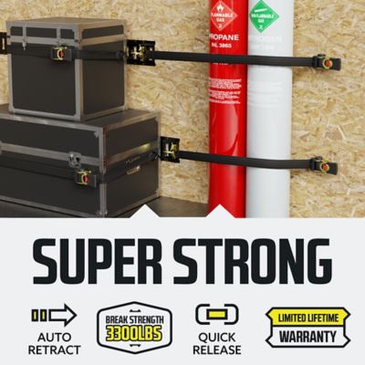 Image showing  2 in. x 43 in. 1,100 lb. Capacity Bolt-On Auto-Retract Ratchet Straps with S-Hook, 2-Pack