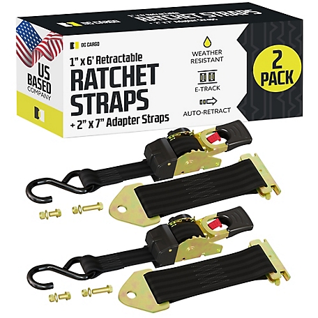 DC Cargo Bolt-On Auto-Retract Ratchet Strap with E-Track Adapter, 1x6',  2-pack at Tractor Supply Co.