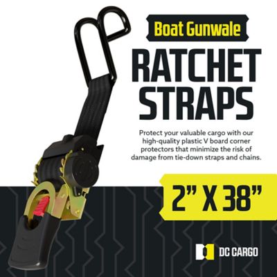 Image showing  Bolt-On Auto-Retract Ratchet Strap with Gunwale Hook, 2"x38", 2-pack