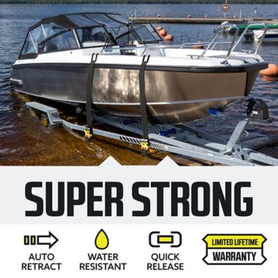 Image showing  Bolt-On Auto-Retract Ratchet Strap with Gunwale Hook, 2"x38", 2-pack