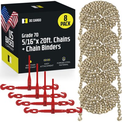 DC Cargo Grade 70 Transport Chain & Ratchet Binder Kit, 20', 5/16", 4-pack