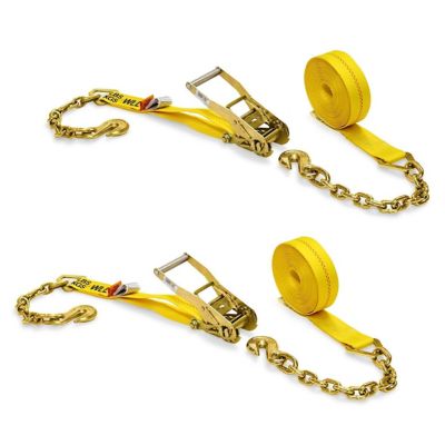 DC Cargo 2 in. x 27 ft. 3,333 lb. Capacity Flatbed Ratchet Straps with Grab Hooks, 2-Pack