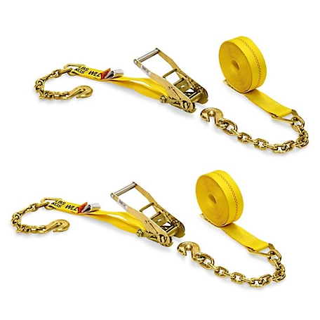 DC Cargo Flatbed Ratchet Strap with Grab Hooks, 2"x27', 2-pack