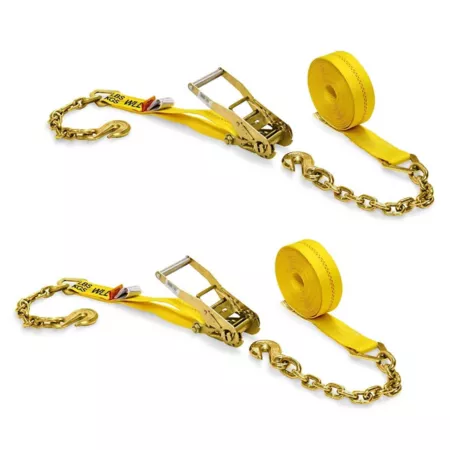 DC Cargo 2 in x 27 ft 3 333 lb Capacity Flat Ratchet Straps with Hold Down Hooks 2 Pack Tie Down Anchors